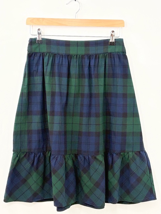 J. Crew Dresses & Skirts - J. Crew Green and Navy Plaid Ruffle-Hem Skirt